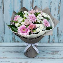 Букет цветов из:  Герберы, Альстромерии и Хризантемы #REPLACE_PRED# Малой Пурге