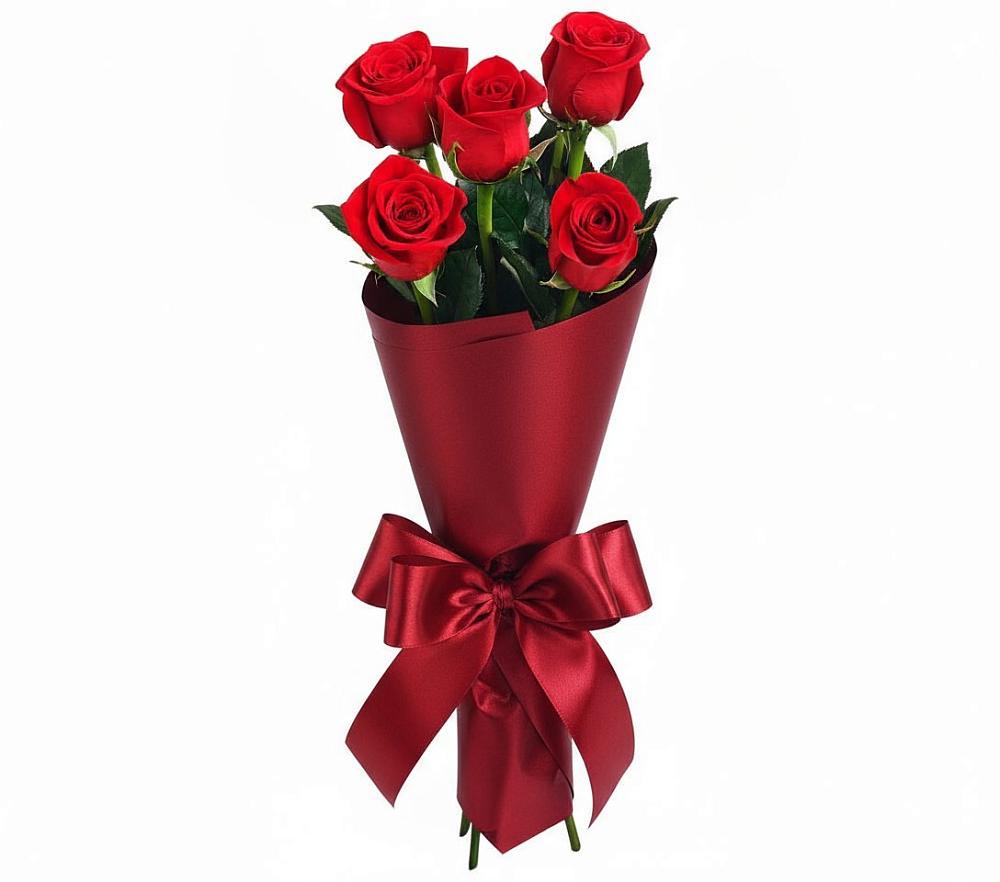 Букет 5 Красных роз Эдлесс Лав в Малой Пурге