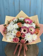 Букет цветов из:  Розы, Герберы и Хризантемы #REPLACE_PRED# Малой Пурге