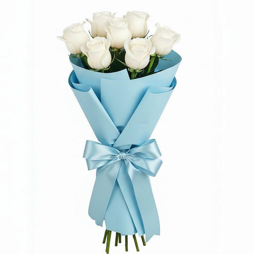 Букет 7 белых роз Проуд в Малой Пурге