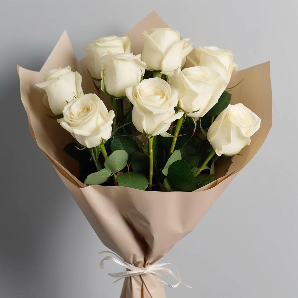 Букет 9 Белых роз Эдлесс Лав в Малой Пурге