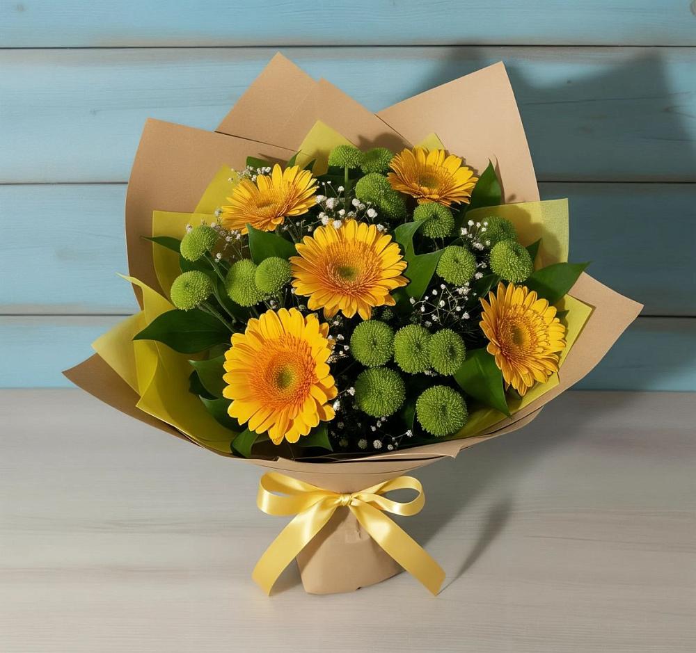 Букет цветов из: Герберы и Хризантемы в Малой Пурге