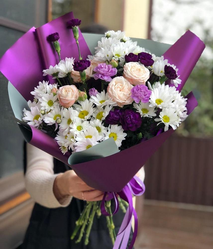 Букет цветов из: Хризантемы, Гвоздики и Розы в Малой Пурге