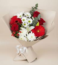 Букет цветов из:  Розы, Хризантемы, Герберы и Лилии в Малой Пурге