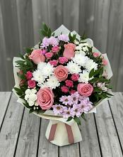 Букет цветов из:  Альстромерии, Гвоздики, Розы и Хризантемы в Малой Пурге