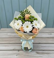 Букет цветов из:  Герберы, Розы и Хризантемы в Малой Пурге