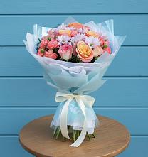 Букет цветов из:  Хризантемы и Розы #REPLACE_PRED# Малой Пурге