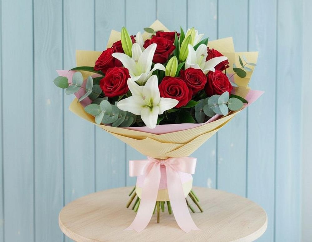 Букет цветов из: Лилии и Розы в Малой Пурге